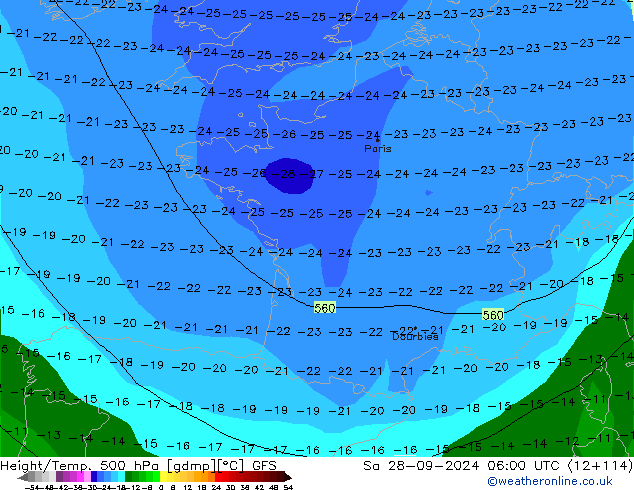 Z500/Rain (+SLP)/Z850 GFS сб 28.09.2024 06 UTC