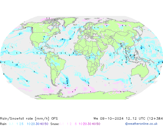 Rain/Snowfall rate GFS St 09.10.2024 12 UTC