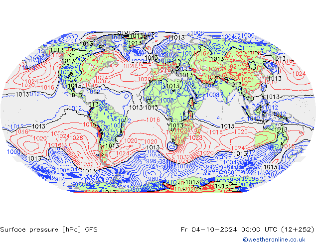 Surface pressure GFS Fr 04.10.2024 00 UTC