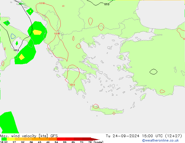 Max. wind velocity GFS wto. 24.09.2024 15 UTC