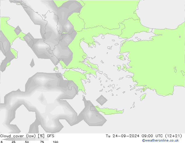 nuvens (baixo) GFS Ter 24.09.2024 09 UTC