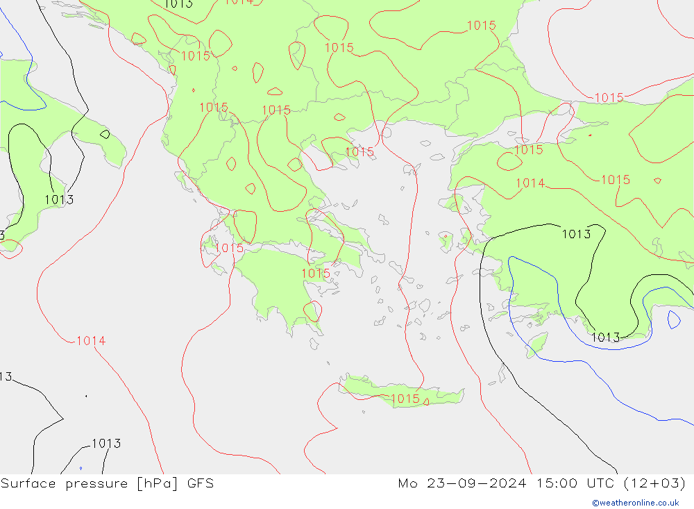 Surface pressure GFS Mo 23.09.2024 15 UTC