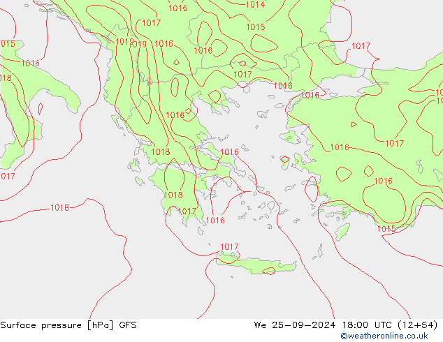 приземное давление GFS ср 25.09.2024 18 UTC