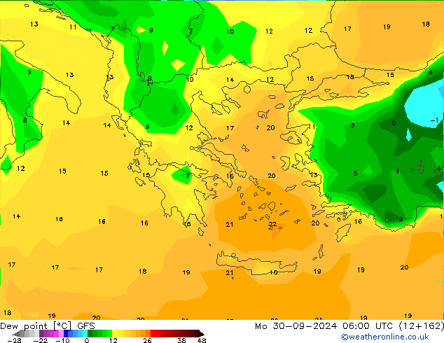 Ponto de orvalho GFS Seg 30.09.2024 06 UTC