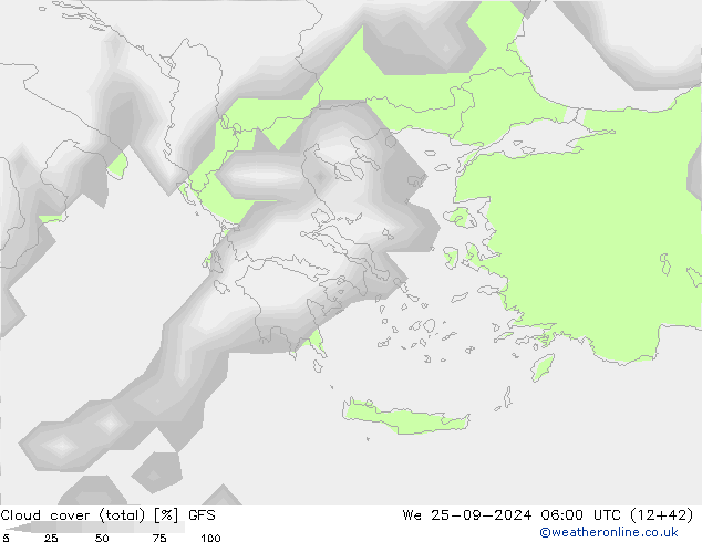 nuvens (total) GFS Qua 25.09.2024 06 UTC