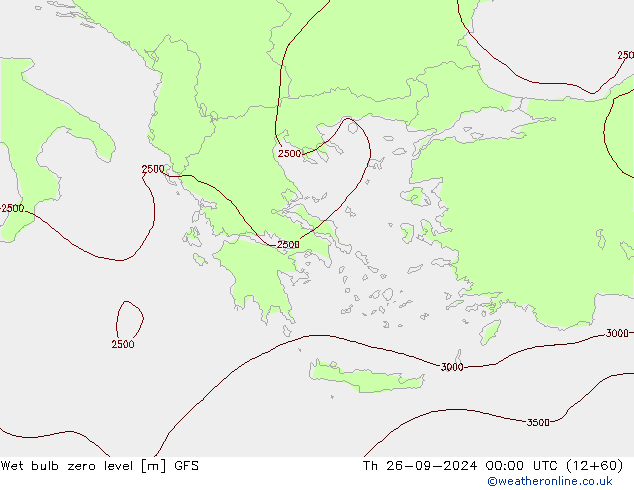 Wet bulb zero level GFS Th 26.09.2024 00 UTC