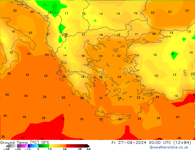 Teplota půdy GFS Pá 27.09.2024 00 UTC