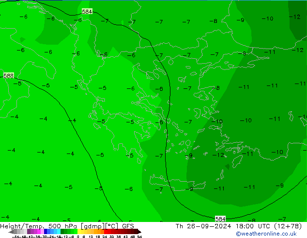 Z500/Rain (+SLP)/Z850 GFS gio 26.09.2024 18 UTC