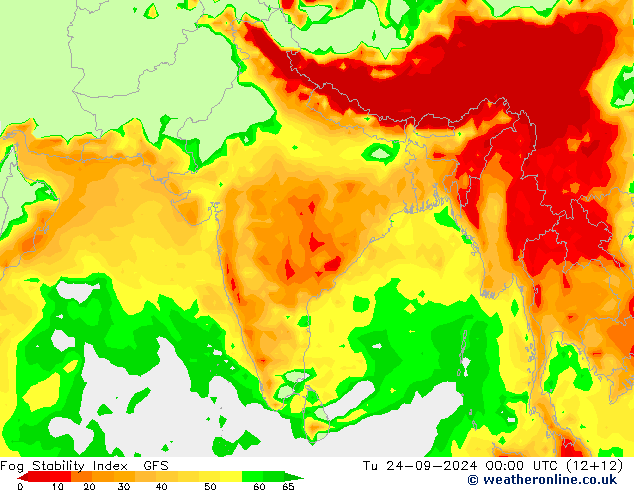 Fog Stability Index GFS  24.09.2024 00 UTC