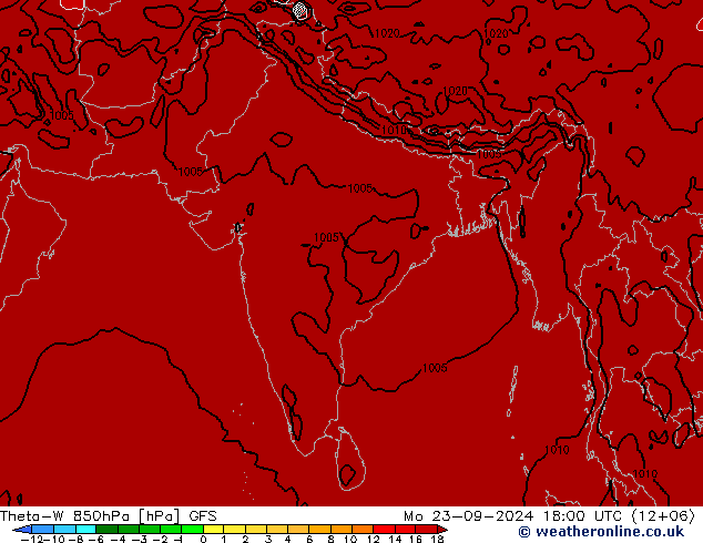 Theta-W 850hPa GFS lun 23.09.2024 18 UTC