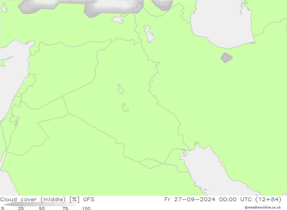 Cloud cover (middle) GFS Fr 27.09.2024 00 UTC