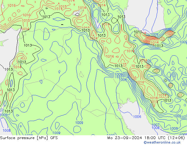 Pressione al suolo GFS lun 23.09.2024 18 UTC