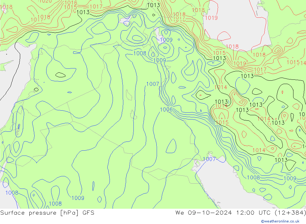 приземное давление GFS ср 09.10.2024 12 UTC