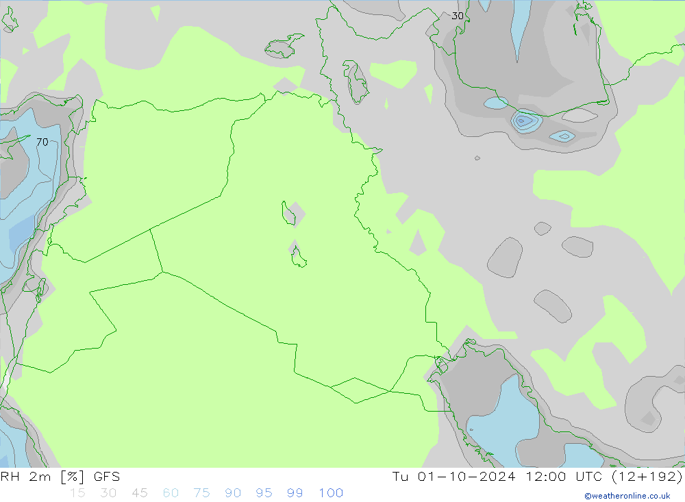 RH 2m GFS Ter 01.10.2024 12 UTC