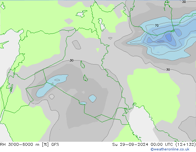 Humedad rel. 3000-6000m GFS dom 29.09.2024 00 UTC