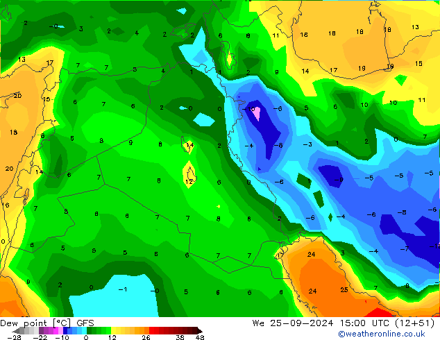 Rosný bod GFS St 25.09.2024 15 UTC