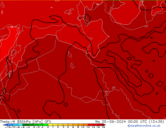 Theta-W 850hPa GFS  25.09.2024 00 UTC