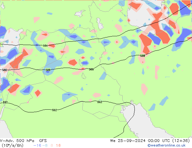 V-Adv. 500 hPa GFS śro. 25.09.2024 00 UTC