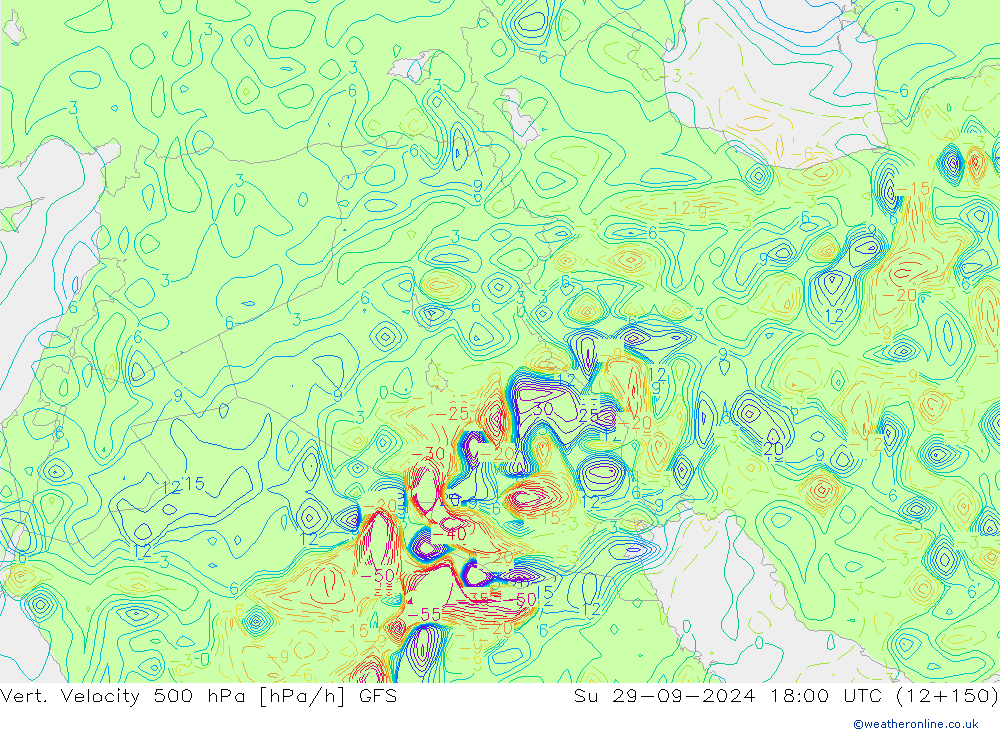 Vert. Velocity 500 hPa GFS Ne 29.09.2024 18 UTC