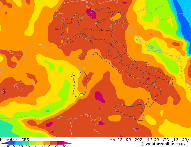 K-Index GFS lun 23.09.2024 12 UTC