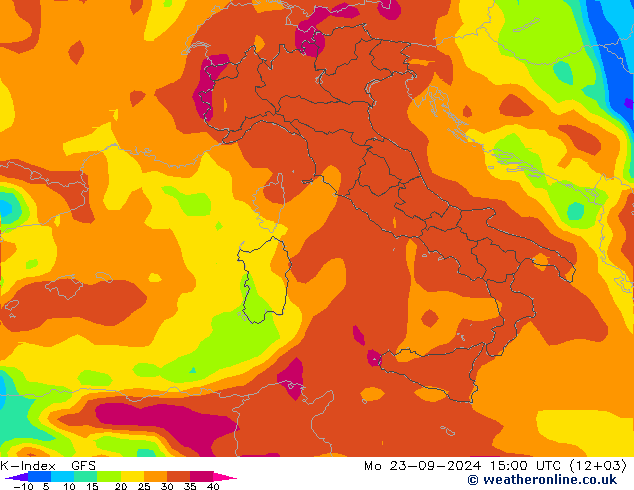 K-Index GFS lun 23.09.2024 15 UTC