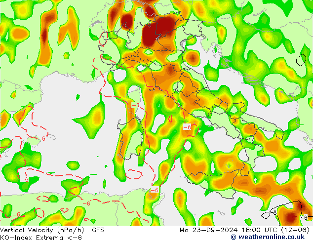 Convection-Index GFS lun 23.09.2024 18 UTC