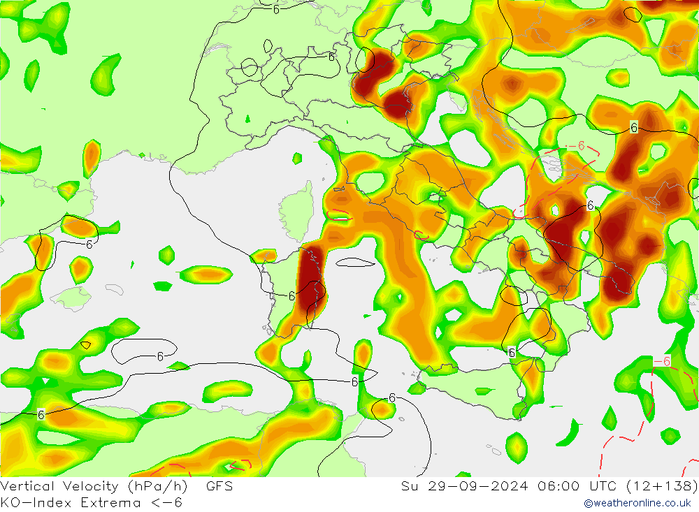 Convection-Index GFS nie. 29.09.2024 06 UTC