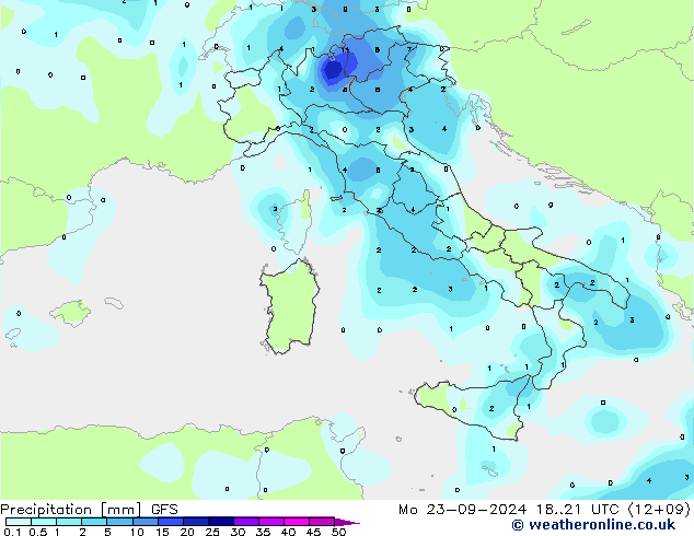 Précipitation GFS lun 23.09.2024 21 UTC