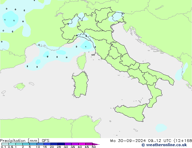 Precipitazione GFS lun 30.09.2024 12 UTC