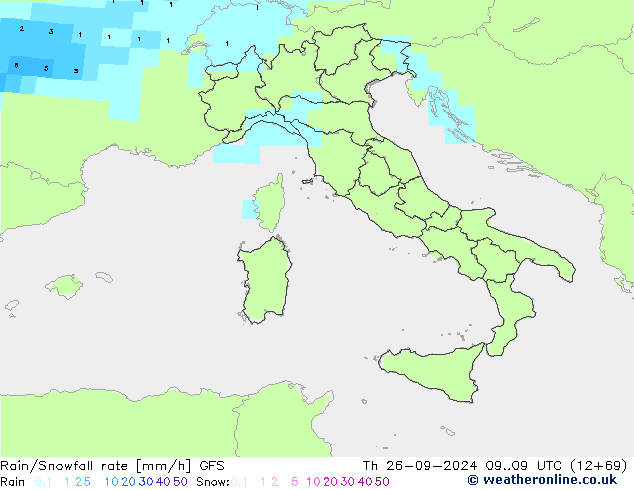 Rain/Snowfall rate GFS September 2024