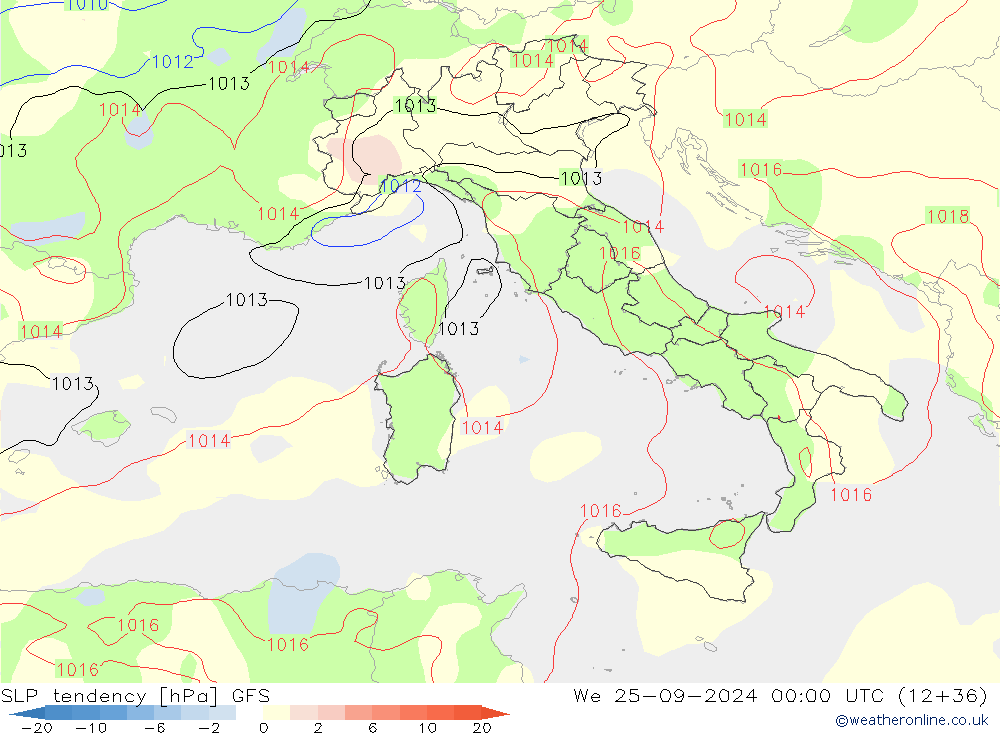 Drucktendenz GFS Mi 25.09.2024 00 UTC