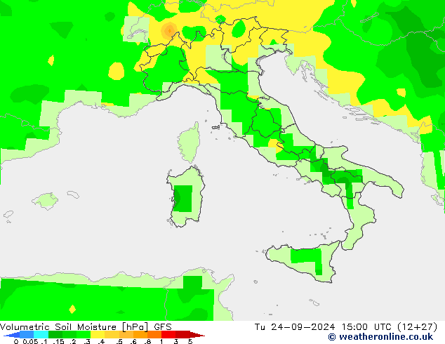 Volumetric Soil Moisture GFS Tu 24.09.2024 15 UTC