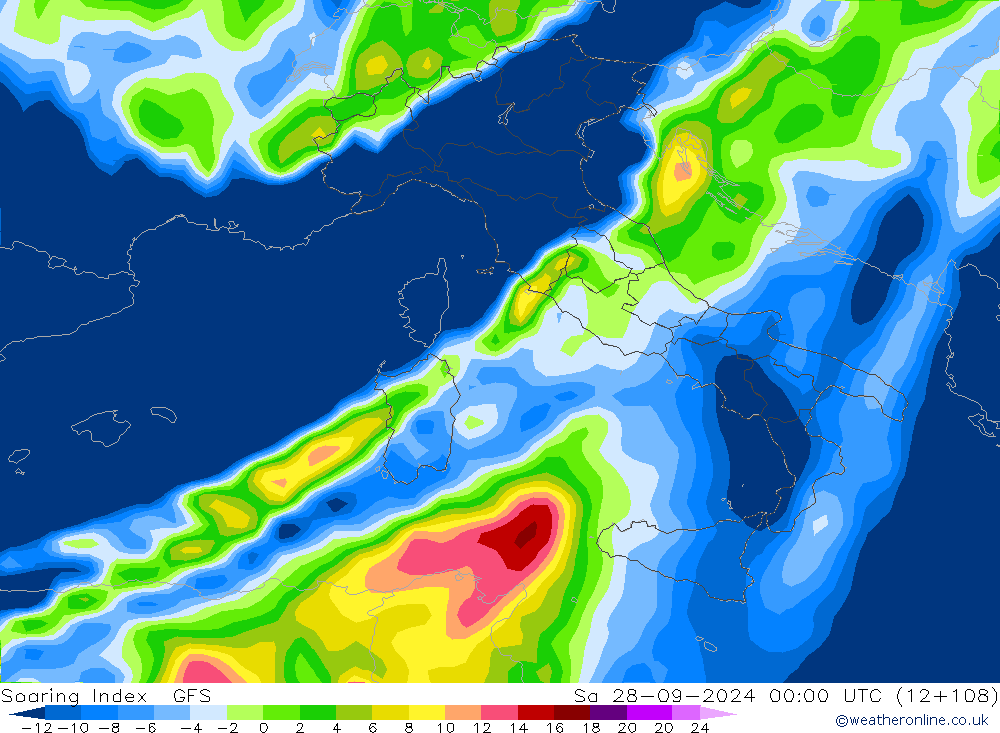 Soaring Index GFS sab 28.09.2024 00 UTC