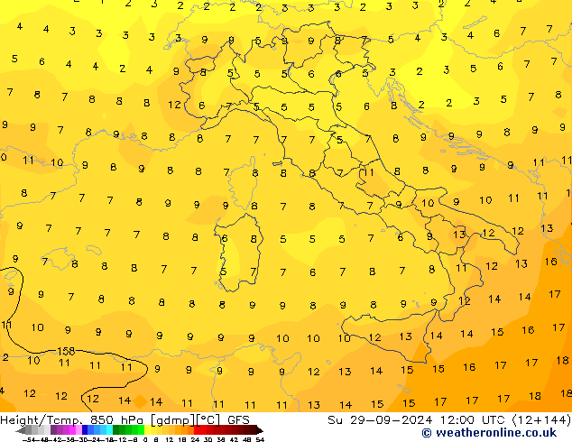 Z500/Regen(+SLP)/Z850 GFS zo 29.09.2024 12 UTC