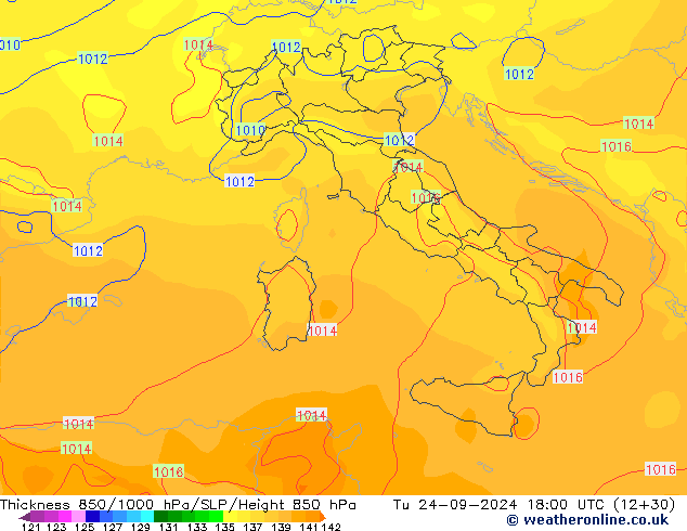 Thck 850-1000 hPa GFS Ter 24.09.2024 18 UTC