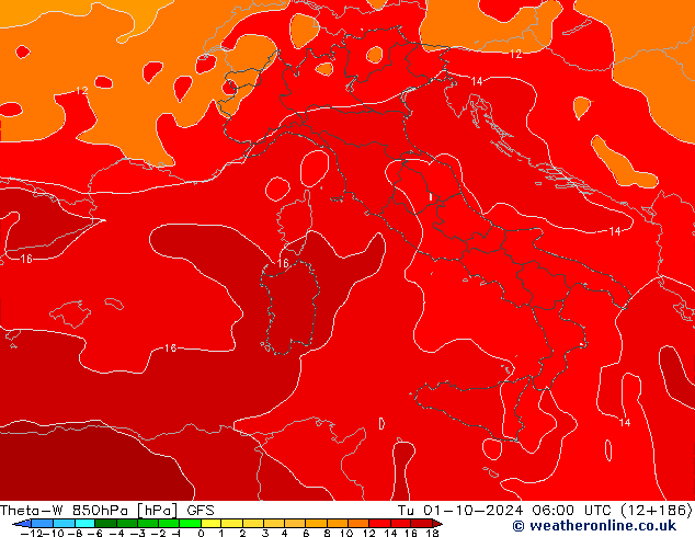 Theta-W 850hPa GFS Tu 01.10.2024 06 UTC