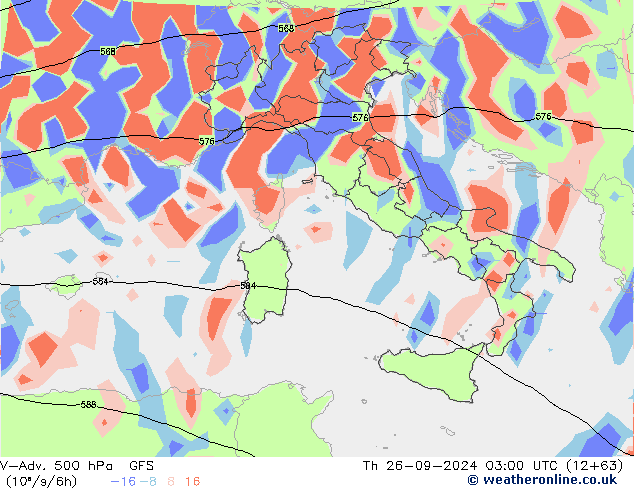 V-Adv. 500 hPa GFS czw. 26.09.2024 03 UTC