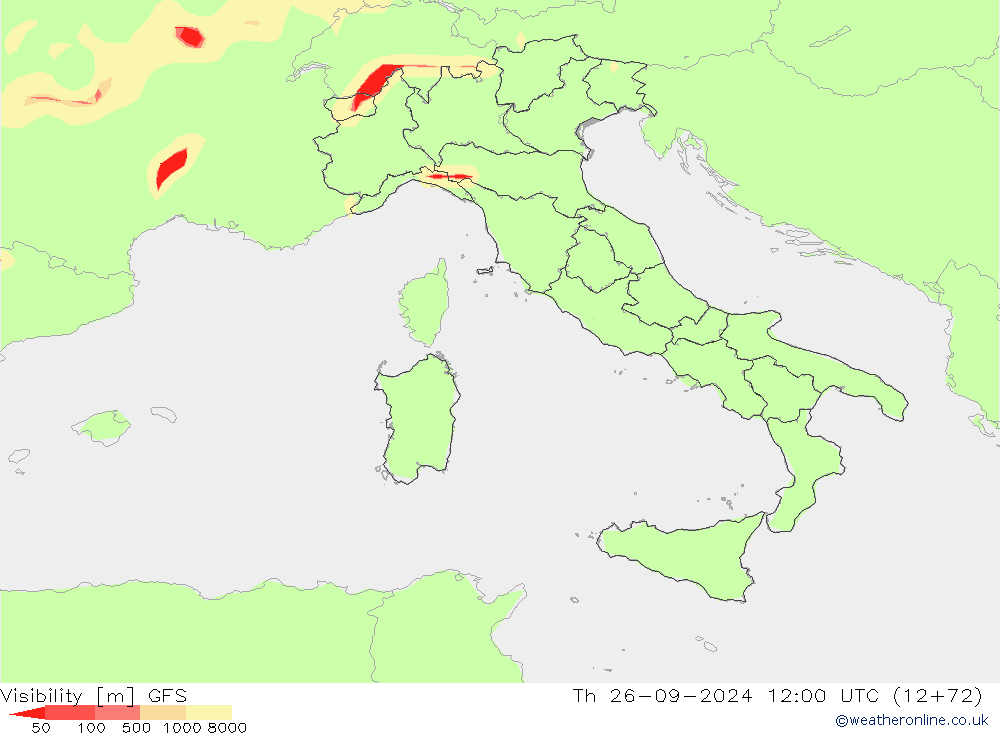 Visibility GFS Th 26.09.2024 12 UTC