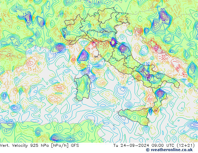 Vert. Velocity 925 hPa GFS Út 24.09.2024 09 UTC