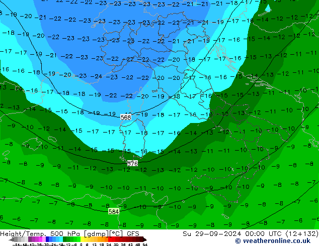 Height/Temp. 500 hPa GFS  29.09.2024 00 UTC