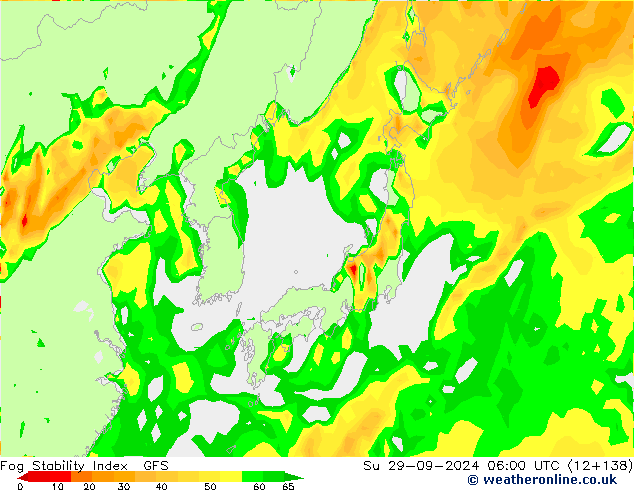 Fog Stability Index GFS zo 29.09.2024 06 UTC