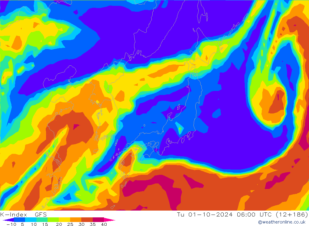 K-Index GFS Tu 01.10.2024 06 UTC