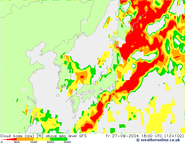 Cloud base (low) GFS  27.09.2024 18 UTC