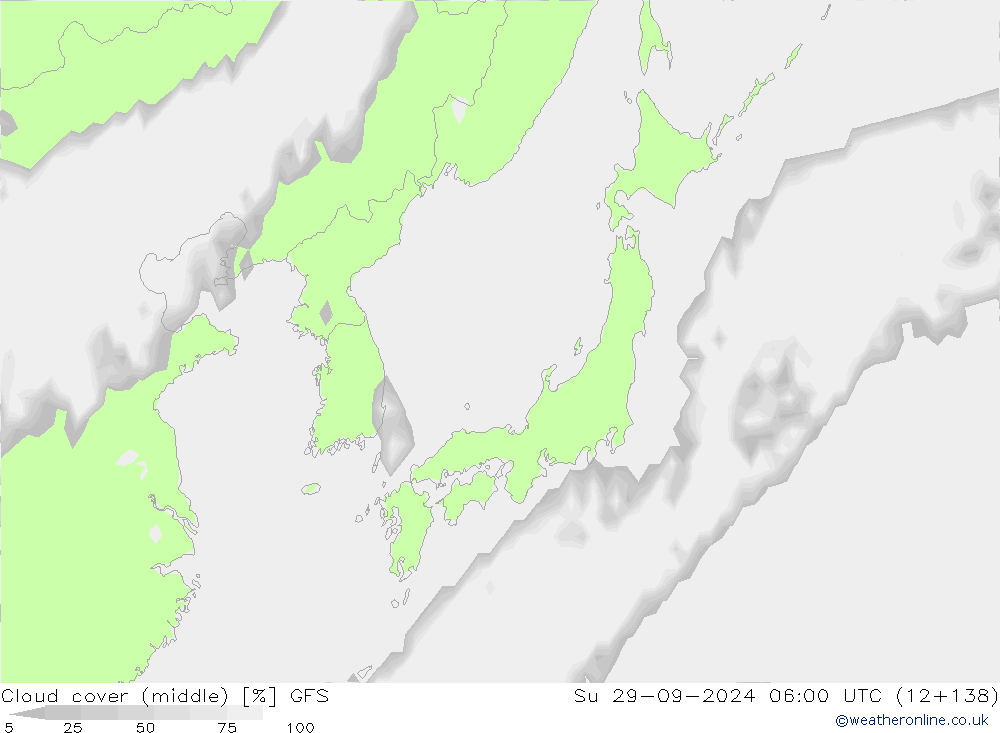 Bewolking (Middelb.) GFS zo 29.09.2024 06 UTC