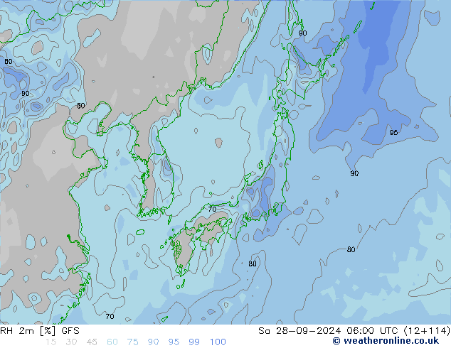 RH 2m GFS so. 28.09.2024 06 UTC