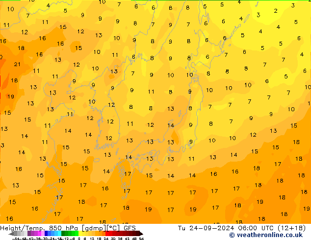 Z500/Rain (+SLP)/Z850 GFS вт 24.09.2024 06 UTC