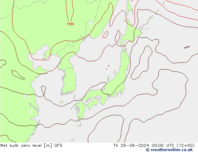 Theta-W Isotherme 0° GFS jeu 26.09.2024 00 UTC