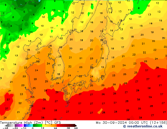 Max.  (2m) GFS  30.09.2024 00 UTC