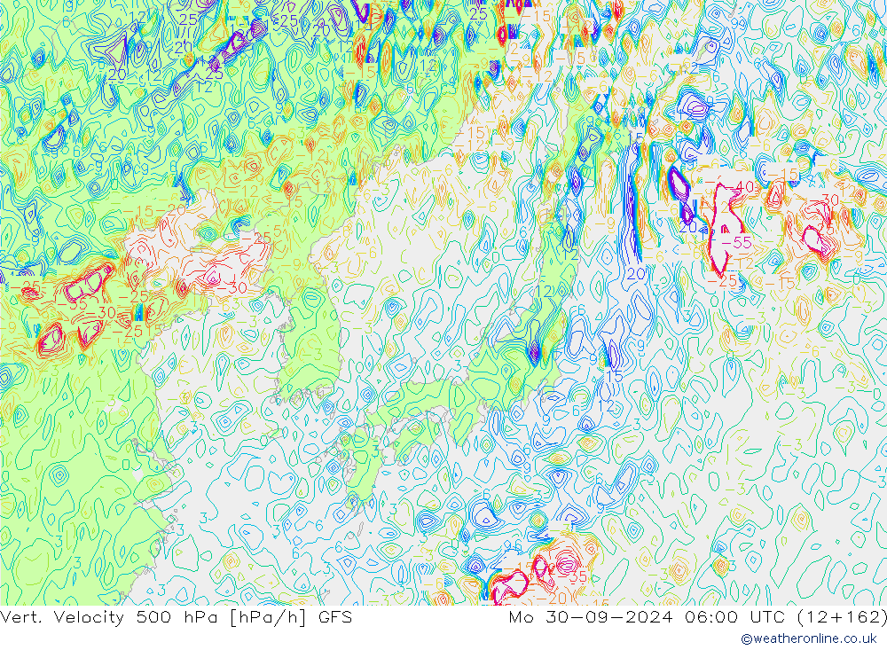 Vert. Velocity 500 гПа GFS пн 30.09.2024 06 UTC