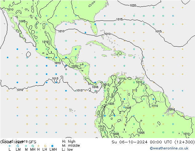 Cloud layer GFS Su 06.10.2024 00 UTC